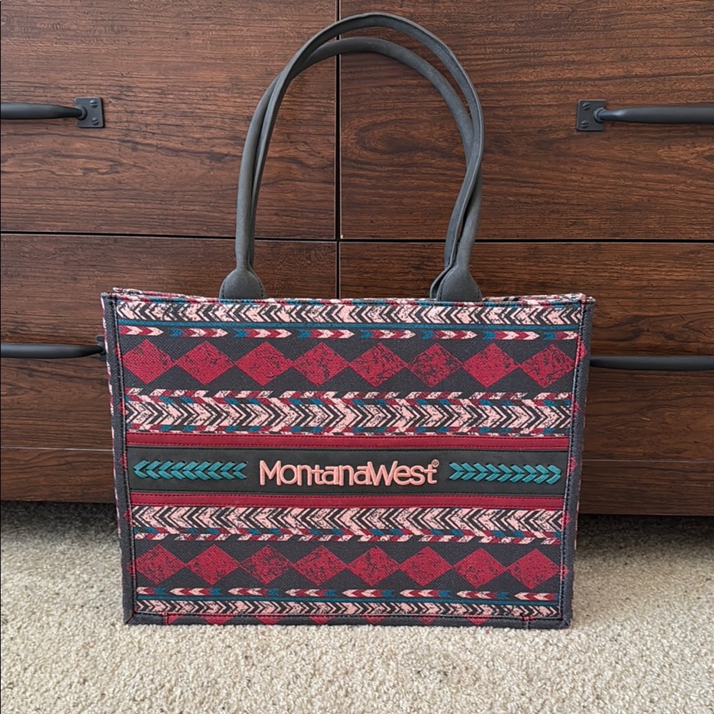 Montana West Red and Black Tote Bag